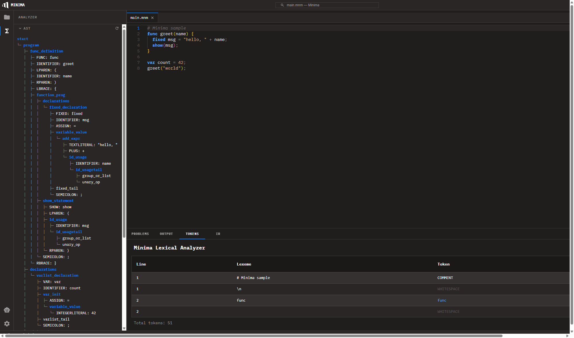 Minima Compiler & IDE — screenshot 3