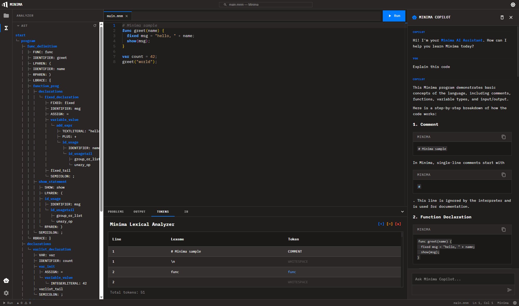 Minima Compiler & IDE — screenshot 4